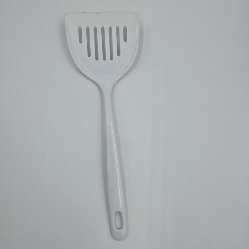Vintage White Melamine‎ Slotted Spatula Turner N27-04 11.5" Mid Century Kitchen